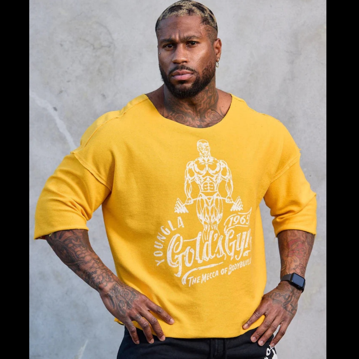 Yellow Streetwear Brand - Żółta koszulka sportowa z grafiką, bawełniana,