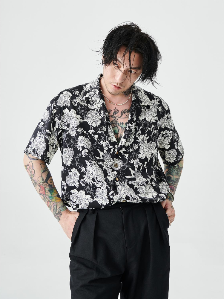 Japanese Brand Streetwear Vintage - Męska koszula japońska vintage z zabawnym